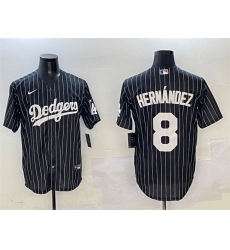 Men's Los Angeles Dodgers #8 Enrique Hernández Black Cool Base Stitched Baseball Jersey