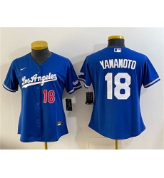 Women's Los Angeles Dodgers #18 Yoshinobu Yamamoto Royal Alternate Stadium Stitched Baseball Jersey(Run Small)