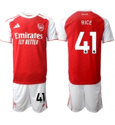 Men's Arsenal F.C #41 Declan Rice 2026 Red Home Soccer Jersey Suit