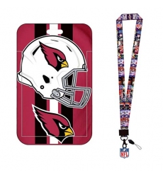Arizona Cardinals ID Stickers Badge Holder with Lanyard, Hard Plastic Key Card Work Badge Sleeve for Office, School, Factory, ID Credit Cards, Proximity Ke