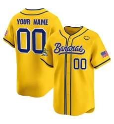 Men's Savannah Bananas Active Player Custom Yellow Vapor Limited Stitched Baseball Jersey