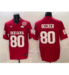 Men's Indiana Hoosiers #80 Charlie Becker Red F.U.S.E. 2025 National Champions Patch Stitched Football Jersey