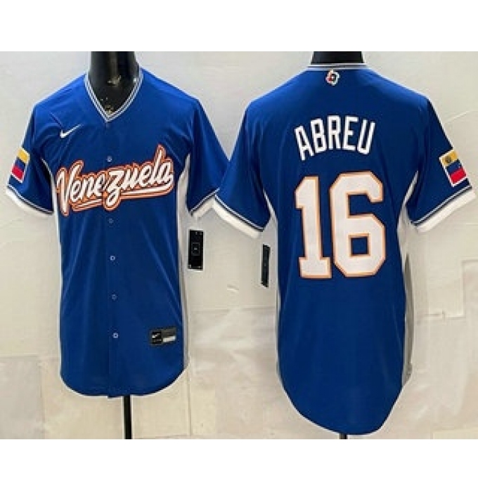 Men's Venezuela #16 Wilyer Abreu Blue 2026 World Baseball Classic Cool Base Jersey