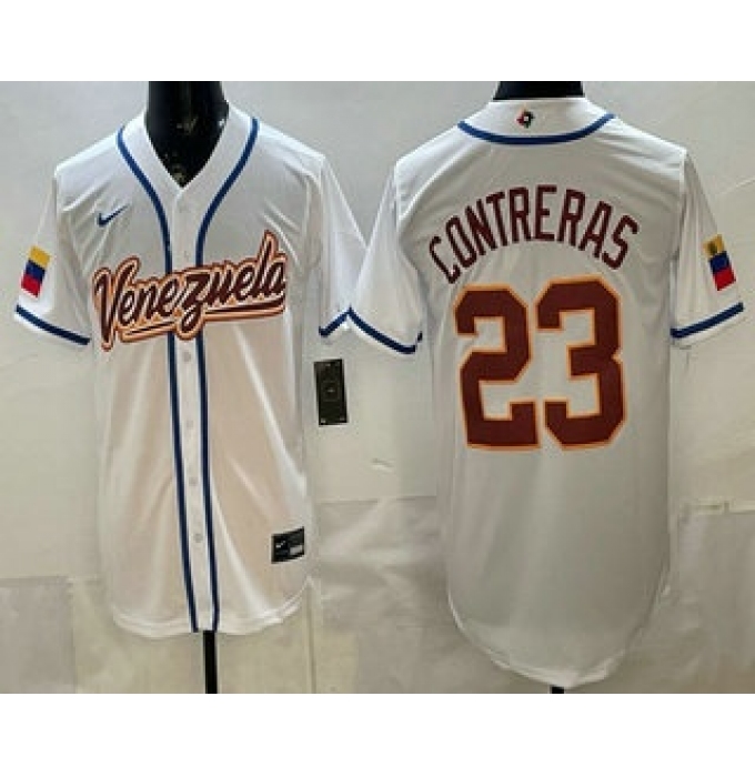 Men's Venezuela #23 William Contreras White 2026 World Baseball Classic Cool Base Jersey