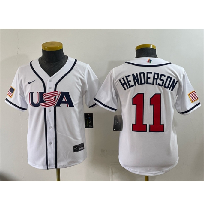 Youth USA Baseball #11 Gunnar Henderson White 2026 World Baseball Classic Home Stadium Stitched Baseball Jersey