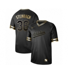 Men's Oakland Athletics #36 Terry SteiBasketballch Authentic Black Gold Fashion Baseball Jersey