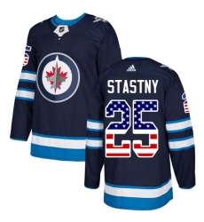 Youth Adidas Winnipeg Jets #25 Paul Stastny Authentic Navy Blue USA Flag Fashion NHL Jersey