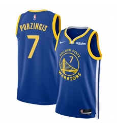 Men's Golden State Warriors #7 Kristaps Porzingis Blue 2026 Icon Edition Stitched Basketball Jersey