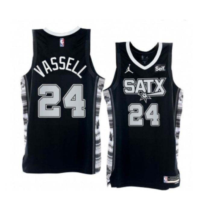 Men' San Antonio Spurs #24 Devin Vassell 2022-23 Black Stitched Jersey