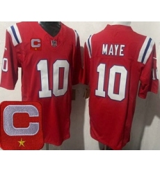 Men's New England Patriots #10 Drake Maye Limited Red Captain FUSE Vapor Jersey
