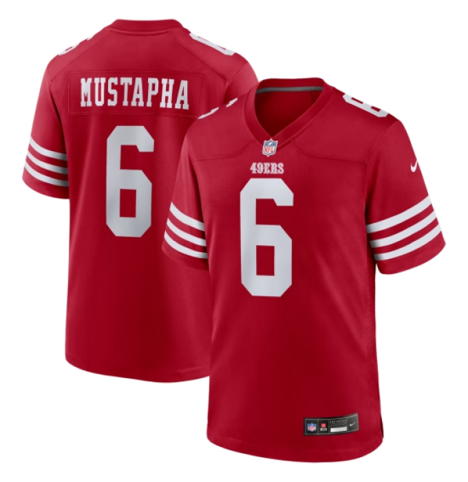 Men's San Francisco 49ers #6 Malik Mustapha Nike Scarlet Game Jersey