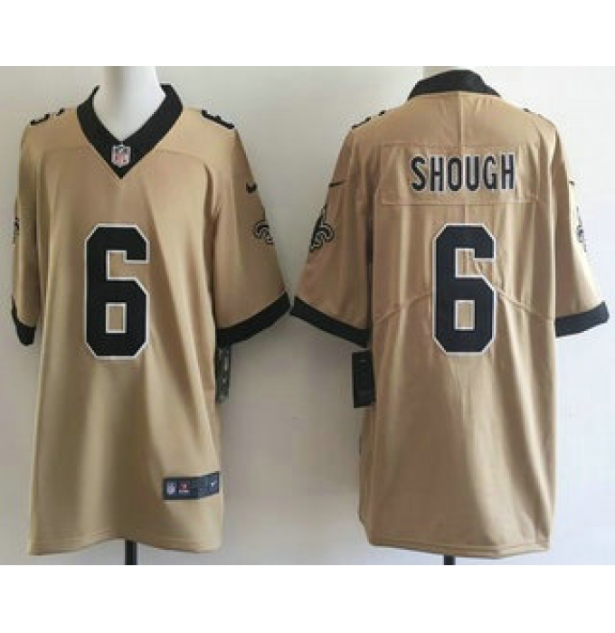 Men's New Orleans Saints #6 Tyler Shough Limited Gold Alternate Vapor Jersey