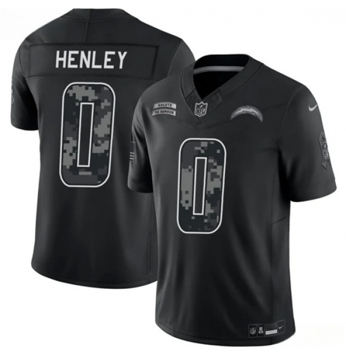 Men's Los Angeles Chargers #0 Daiyan Henley Black 2026 F.U.S.E. Salute to Service Limited Football Stitched Jersey