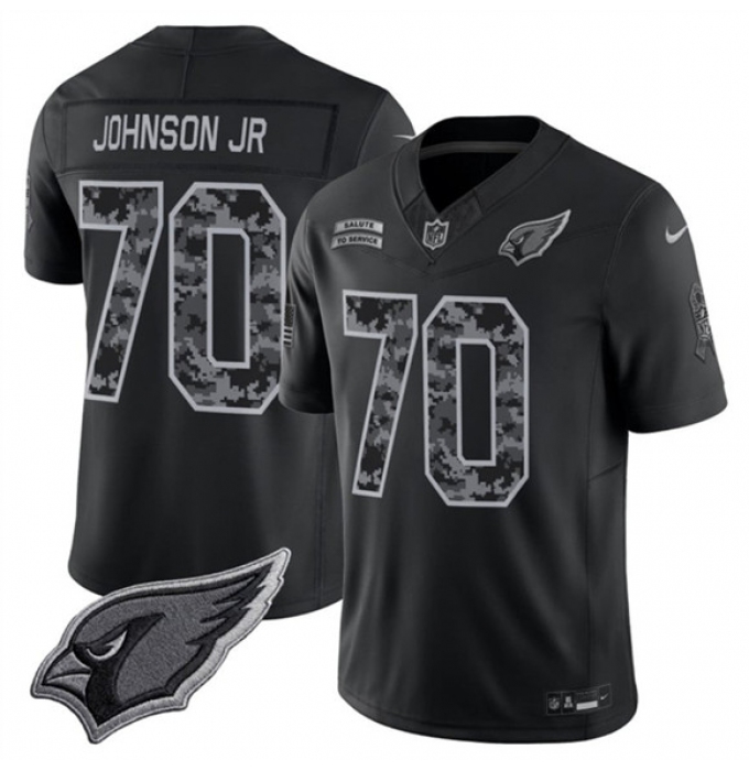 Men's Arizona Cardinals #70 Paris Johnson Jr. Black 2026 F.U.S.E. Salute to Service Limited Football Stitched Jersey