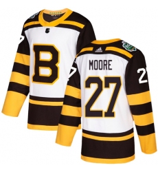 Men's Adidas Boston Bruins #27 John Moore Authentic White 2019 Winter Classic NHL Jersey