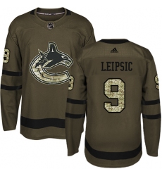 Men's Adidas Vancouver Canucks #9 Brendan Leipsic Authentic Green Salute to Service NHL Jersey