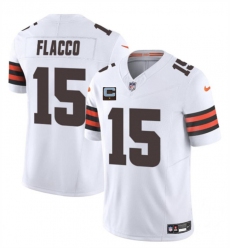 Men's Cleveland Browns #15 Joe Flacco White 2025 F.U.S.E. With 1-Star C Vapor Limited Stitched Football Jersey