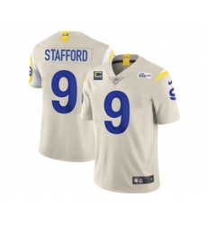 Men's Los Angeles Rams 2022 #9 Matthew Stafford Bone White With 4-star C Patch Stitched NFL Jersey