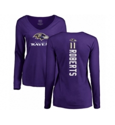 Football Women's Baltimore Ravens #11 Seth Roberts Purple Backer Long Sleeve T-Shirt