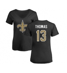 Football Women's New Orleans Saints #13 Michael Thomas Black Name & Number Logo Slim Fit T-Shirt