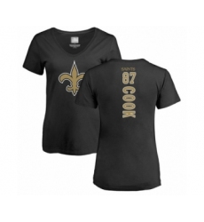 Football Women's New Orleans Saints #87 Jared Cook Black Backer Slim Fit T-Shirt