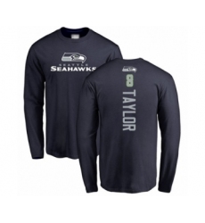 Football Seattle Seahawks #8 Jamar Taylor Navy Blue Backer Long Sleeve T-Shirt
