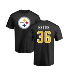 Football Pittsburgh Steelers #36 Jerome Bettis Black Name & Number Logo T-Shirt