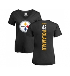 Football Women's Pittsburgh Steelers #43 Troy Polamalu Black Backer Slim Fit T-Shirt