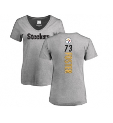 Football Women's Pittsburgh Steelers #73 Ramon Foster Ash Backer V-Neck T-Shirt