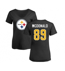 Football Women's Pittsburgh Steelers #89 Vance McDonald Black Name & Number Logo Slim Fit T-Shirt