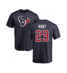 Football Houston Texans #29 Bradley Roby Navy Blue Name & Number Logo T-Shirt