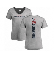 Football Women's Houston Texans #74 Max Scharping Ash Backer T-Shirt