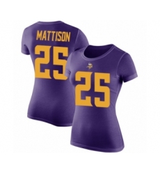 Football Women's Minnesota Vikings #25 Alexander Mattison Purple Rush Pride Name & Number T-Shirt