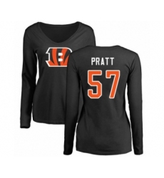 Football Women's Cincinnati Bengals #57 Germaine Pratt Black Name & Number Logo Long Sleeve T-Shirt