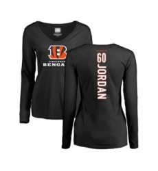 Football Women's Cincinnati Bengals #60 Michael Jordan Black Backer Long Sleeve T-Shirt