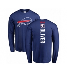 Football Buffalo Bills #91 Ed Oliver Royal Blue Backer Long Sleeve T-Shirt