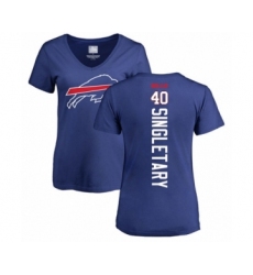Football Women's Buffalo Bills #40 Devin Singletary Royal Blue Backer T-Shirt
