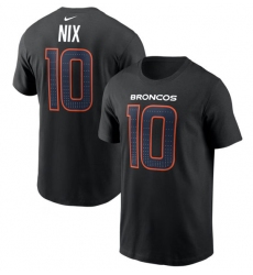 Men's Denver Broncos #10 Bo Nix Black Carbon Name & Number T-Shirt