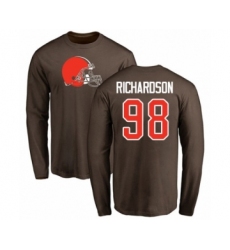 Football Cleveland Browns #98 Sheldon Richardson Brown Name & Number Logo Long Sleeve T-Shirt