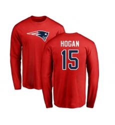 Football New England Patriots #15 Chris Hogan Red Name & Number Logo Long Sleeve T-Shirt