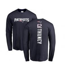 Football New England Patriots #62 Joe Thuney Navy Blue Backer Long Sleeve T-Shirt