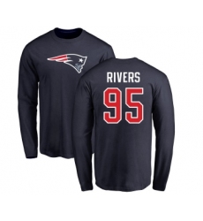 Football New England Patriots #95 Derek Rivers Navy Blue Name & Number Logo Long Sleeve T-Shirt