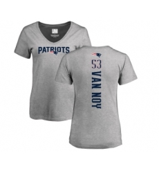 Football Women's New England Patriots #53 Kyle Van Noy Ash Backer V-Neck T-Shirt