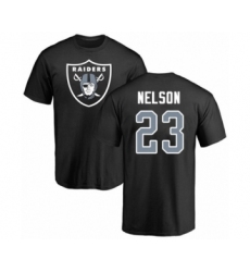 Football Oakland Raiders #23 Nick Nelson Black Name & Number Logo T-Shirt