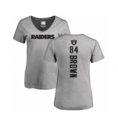 Football Women's Oakland Raiders #84 Antonio Brown Ash Backer T-Shirt