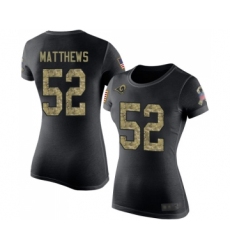 Women's Los Angeles Rams #52 Clay Matthews Black Camo Salute to Service T-Shirt