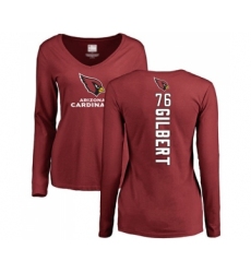 Football Women's Arizona Cardinals #76 Marcus Gilbert Maroon Backer Long Sleeve T-Shirt