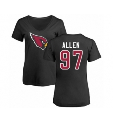 Football Women's Arizona Cardinals #97 Zach Allen Black Name & Number Logo T-Shirt