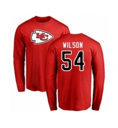 Football Kansas City Chiefs #54 Damien Wilson Red Name & Number Logo Long Sleeve T-Shirt