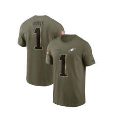 Men's Philadelphia Eagles #1 Jalen Hurts 2022 Olive Salute to Service T-Shirt